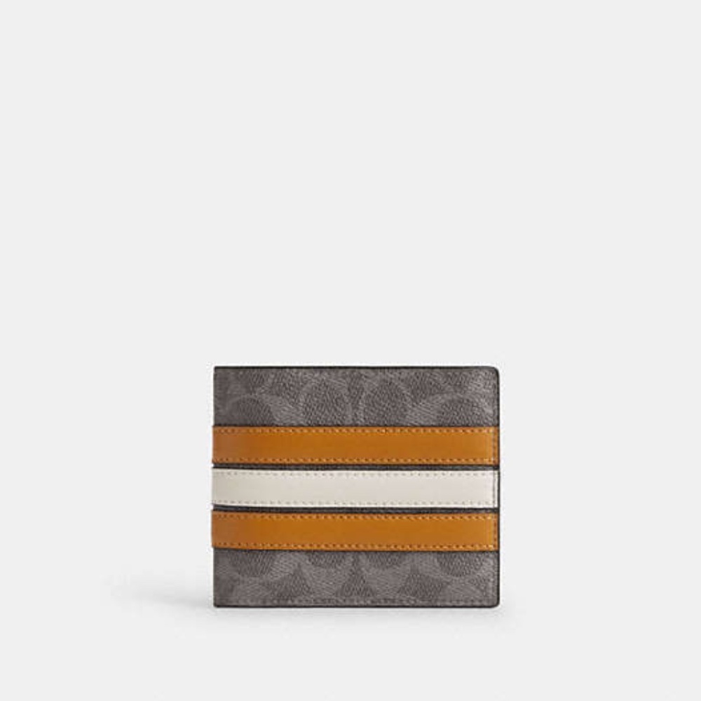 3-In-1 Wallet In Signature Canvas With Varsity Stripe / brand new product